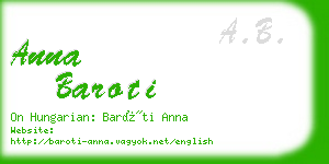 anna baroti business card